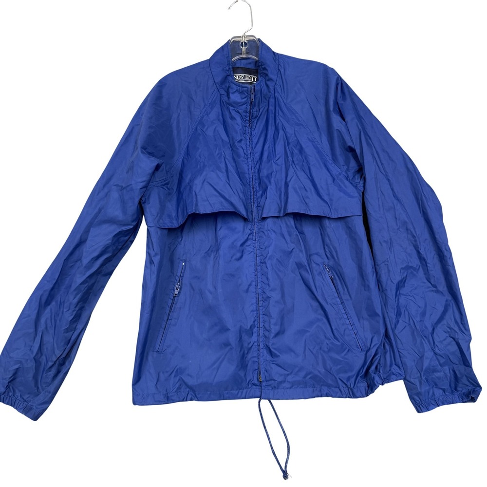 Lands' End Jacket Mens Medium Blue Vented Mesh‎ Lined Lightweight Windbreaker